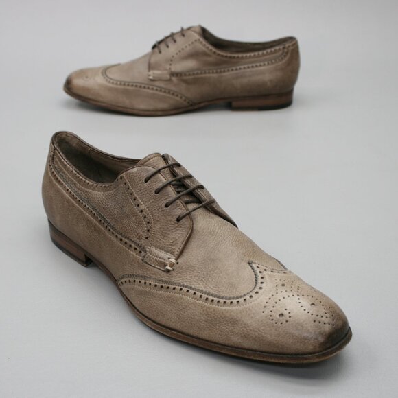 Giorgio Armani Men\'s 10 Wingtips Brown Leather Lace-up Oxford Dress Shoes Italy main image 8